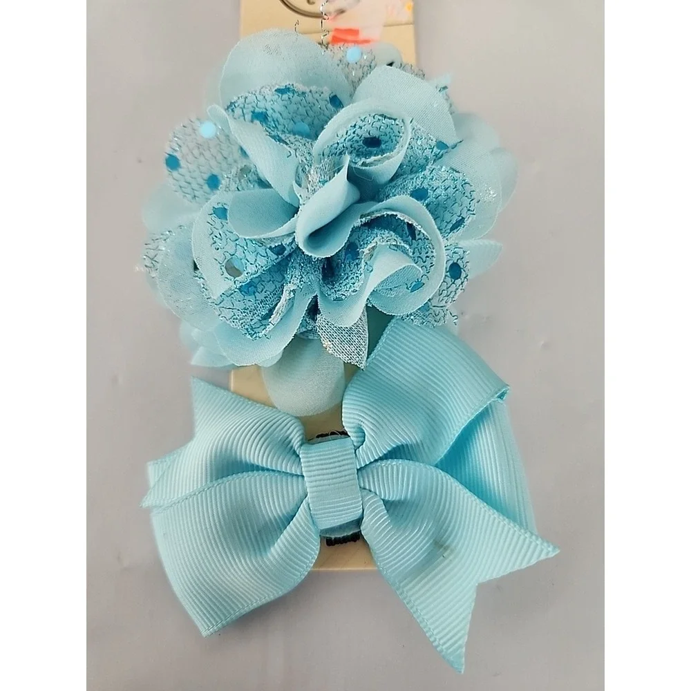 New Doggy Bow Ties Fits Small Dogs/Cats 2-Pack Glitter Baby Blue NWT Animal Love